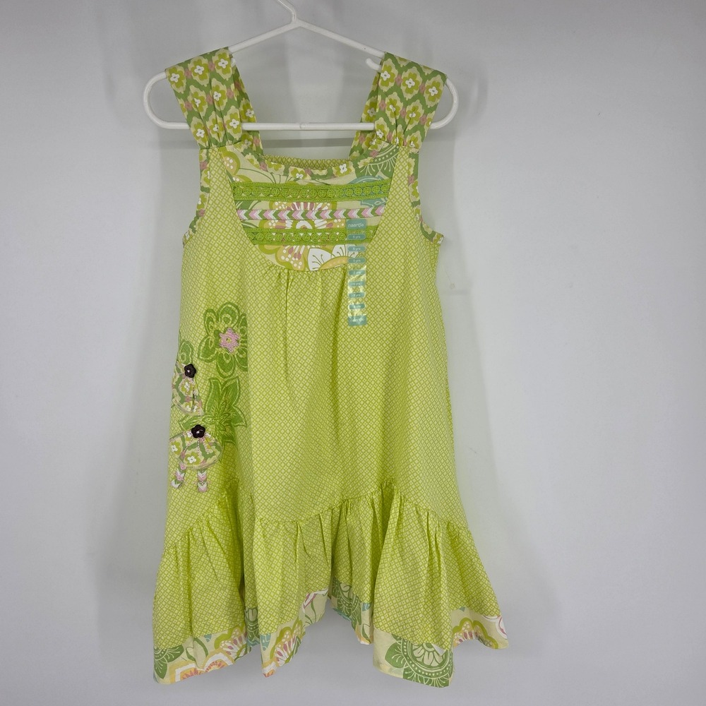 NWT Naartjie Kids Girls Lime Green Floral Tunic Dress Leggings Set Size 5 Years - Picture 2 of 9